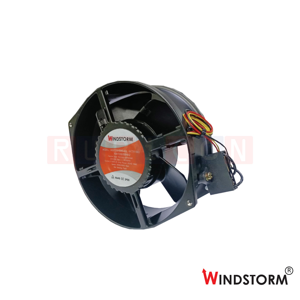 "WINDSTORM" WB1725H5MS-A1L-G พัดลมระบายอากาศ แบบลูกปืนกันน้ำ ทนร้อน 6" 110-120VAC