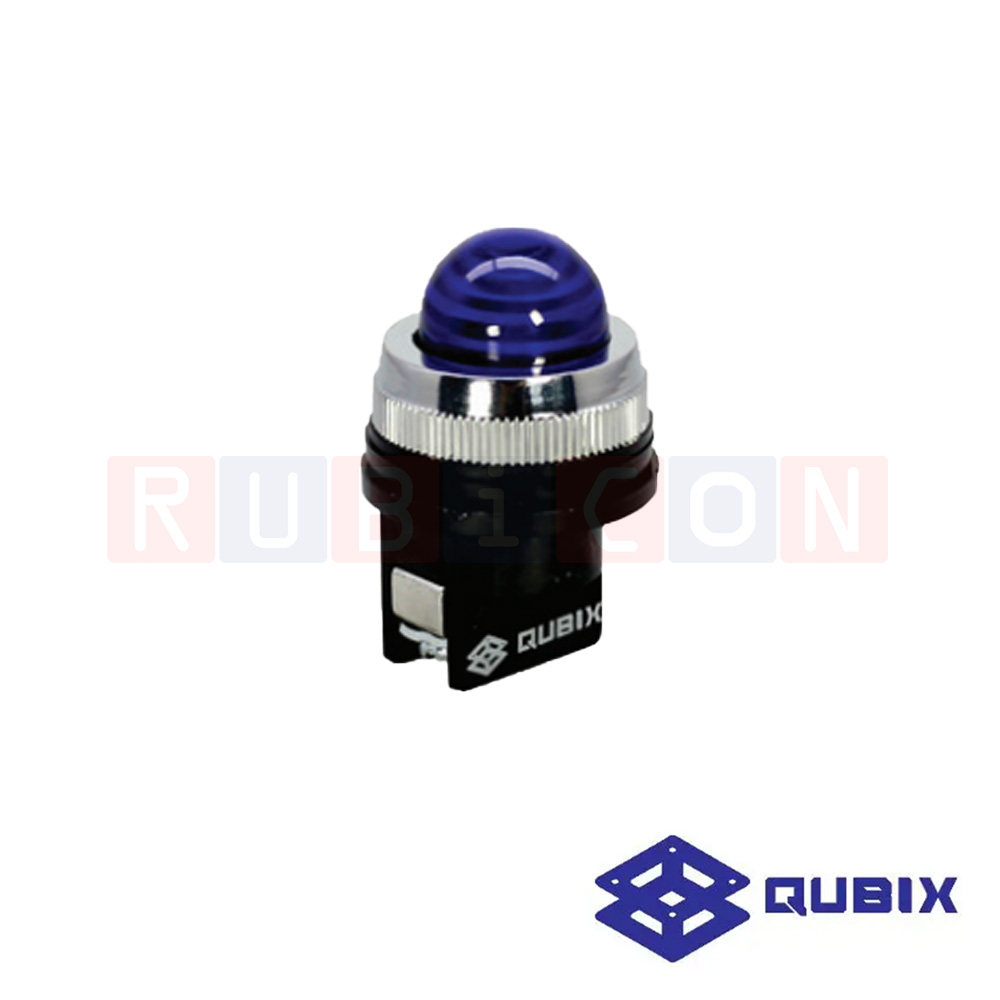QUBIX CPNR-252BL ไพล็อตแล้มป์แบบต่อตรง Ø25 mm. LED 220Vac สีน้ำเงิน (BLUE) (PILOT LAMPS : Ø25 MM.)