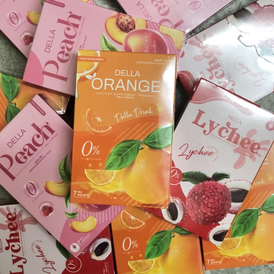 เดลล่า น้ำชงเอวบาง คุมหิวx3 รสลิ้นจี่/ส้ม/พีช