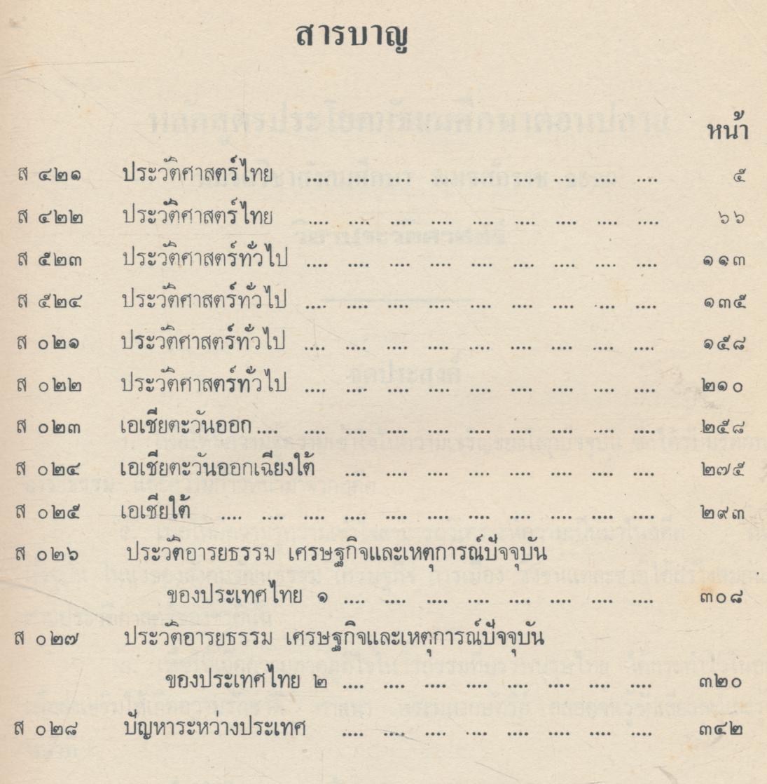 คู่มือหลักสูตรประโยคมัธยมศึกษาตอนปลาย หมวดวิชาสังคมศึกษา พุทธศักราช ๒๕๒๐ วิชาประวัติศาสตร์