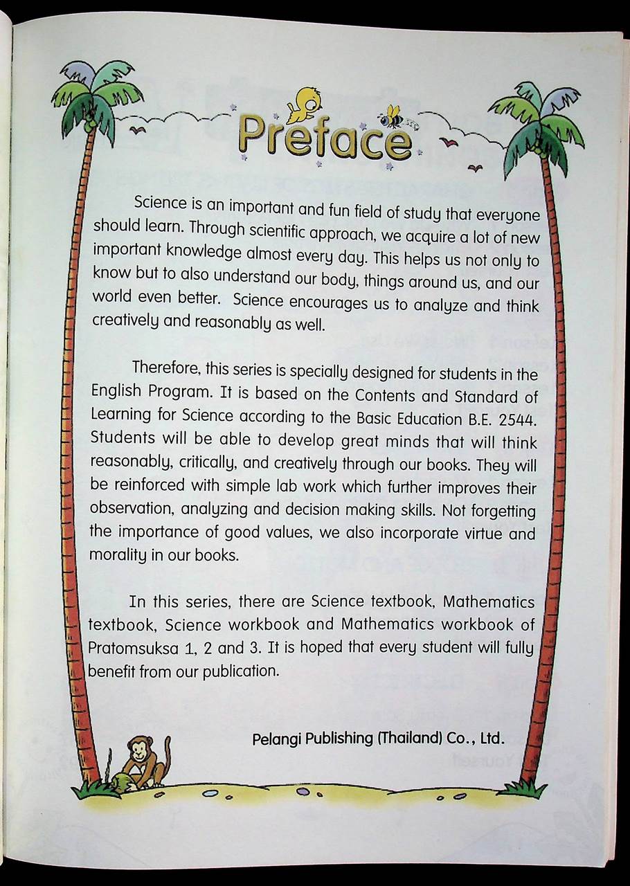 Science Contents of Learning for Science Level 1 Pratomsuksa 3