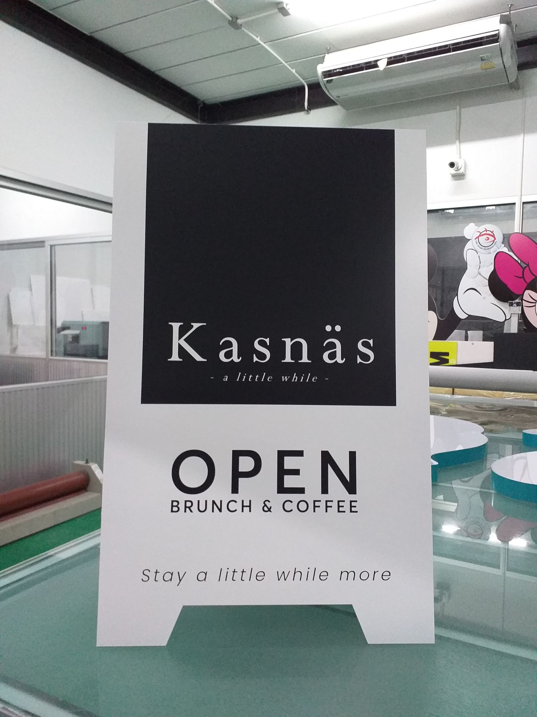 ป้ายเหล็กแบบตั้งพ่นสีพร้อมติดสติ๊กเกอร์ งานKASNAS