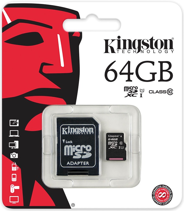 64 GB MICRO SD CARD KINGSTON CLASS 10