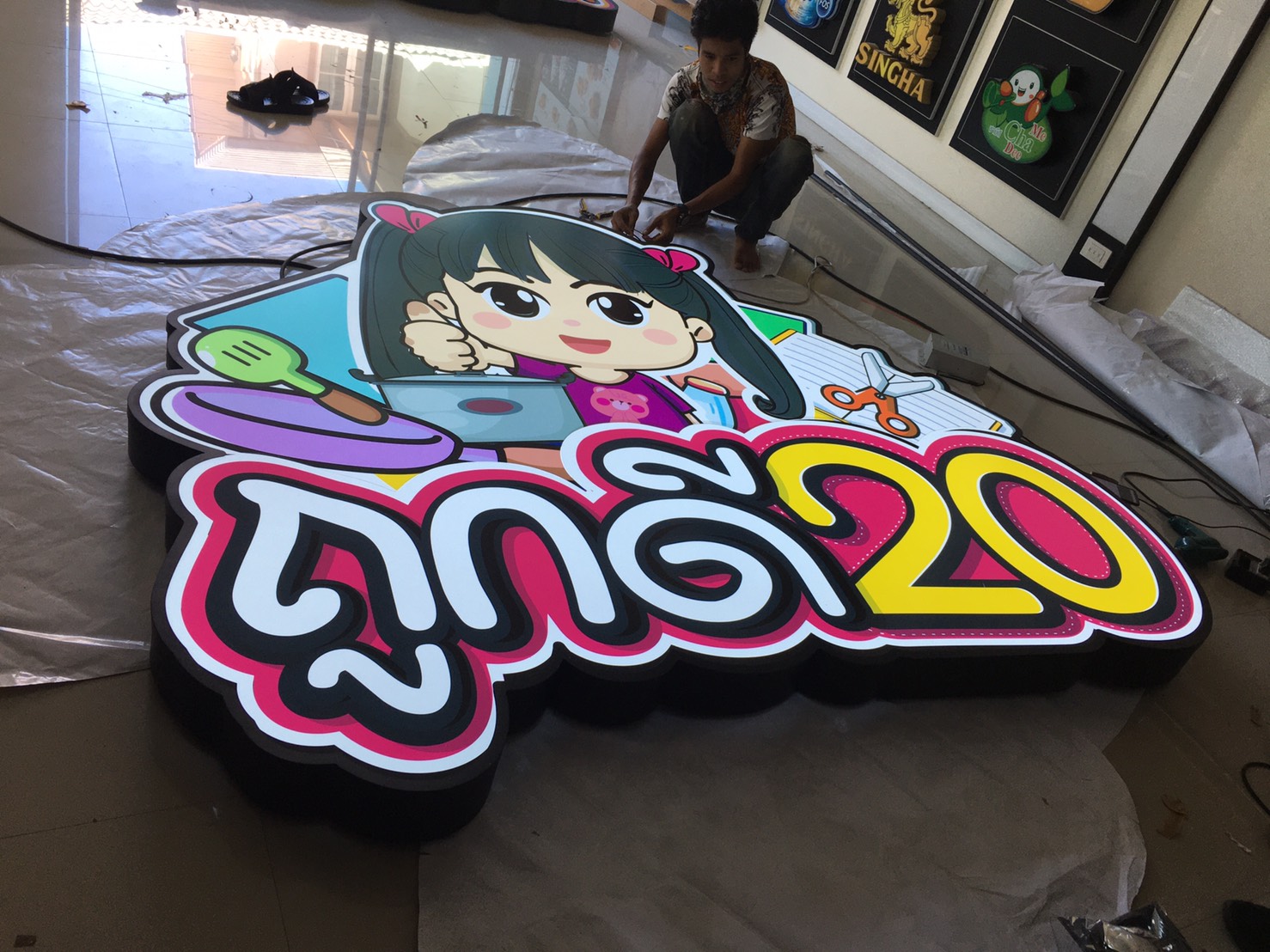 ป้ายโลโก้แอลอีดีไฟออกหน้า งานถูกดี20บาท