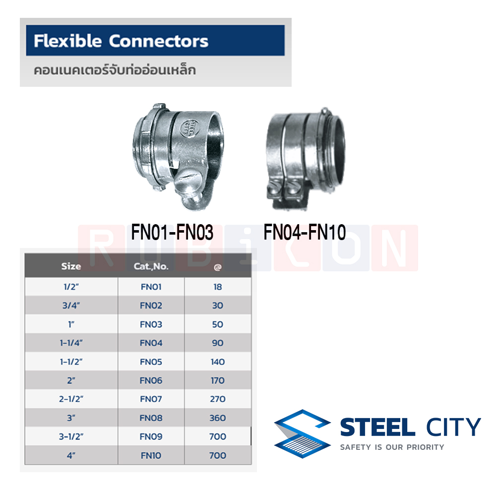 STEEL CITY คอนเนคเตอร์จับท่ออ่อนเหล็ก (FLEXIBLE CONNECTORS)