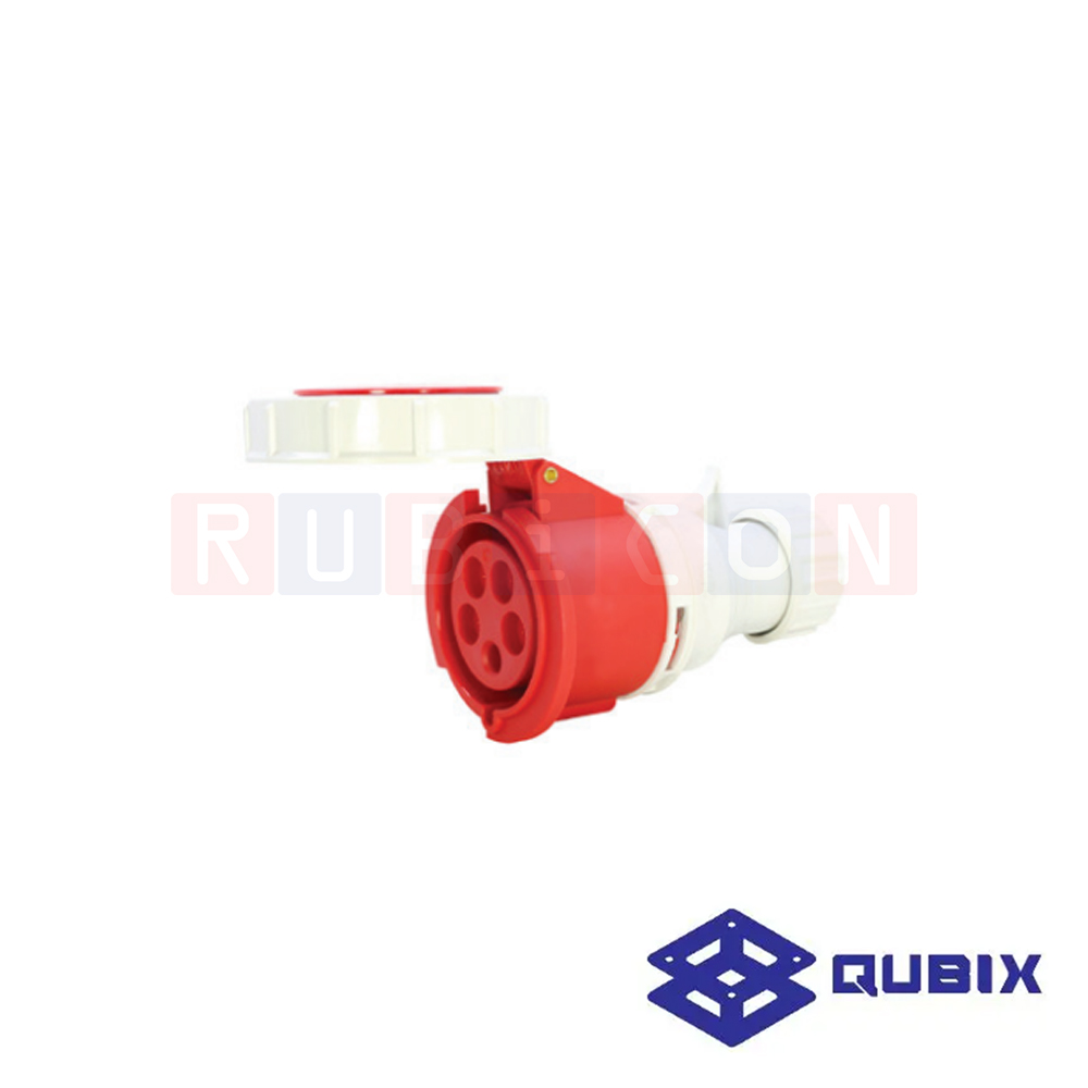QUBIX AJ-2352 ปลั๊กพาวเวอร์ตัวเมียกลางทางกันน้ำ 5 ขา 3P+N+E 63A 220-415V 6H IP67