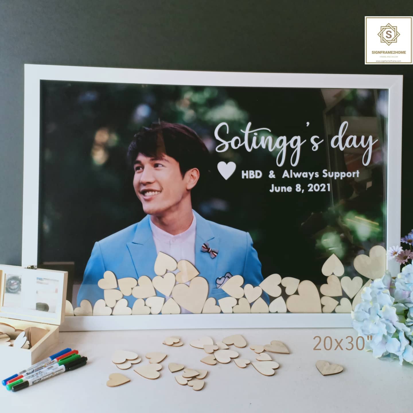 กรอบรูปใส่หัวใจ❤️อวยพร พร้อมปริ้นรูปแบ็คกราว ขนาด 20x30"