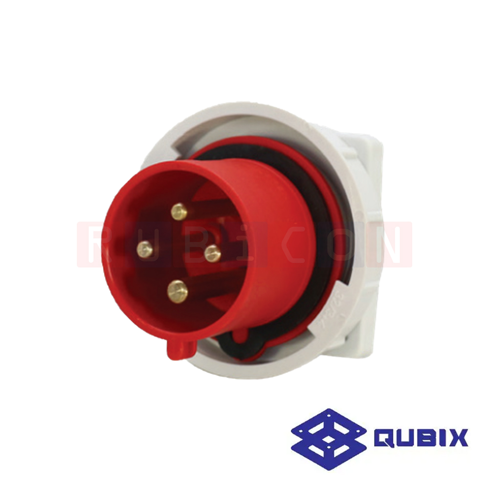 QUBIX AJ-6242 ปลั๊กพาวเวอร์ตัวผู้ฝังกันน้ำ 4 ขา 3P+E 32A 380-415V 6H IP67