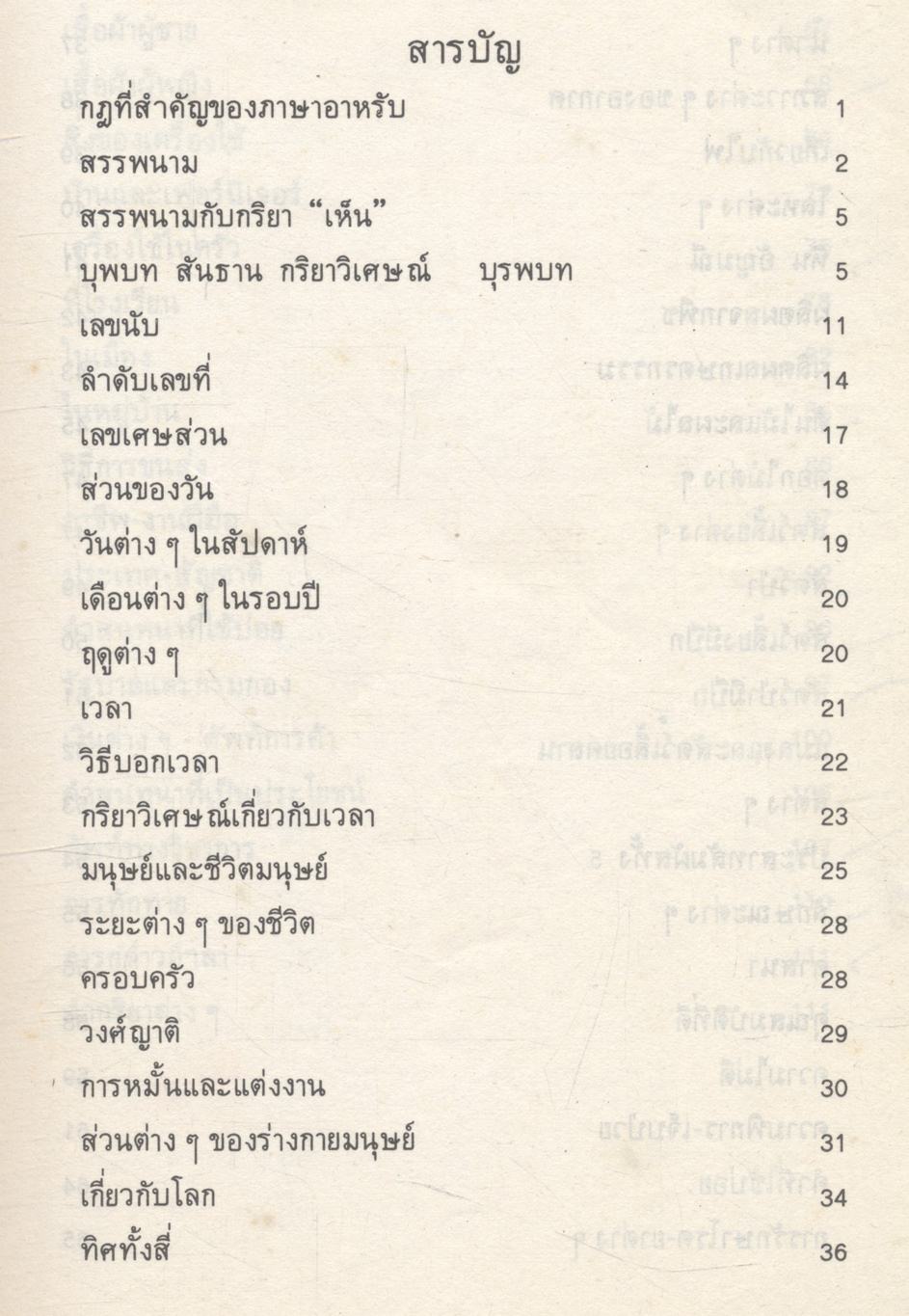 ศัพท์หมวด ภาษาอาหรับ