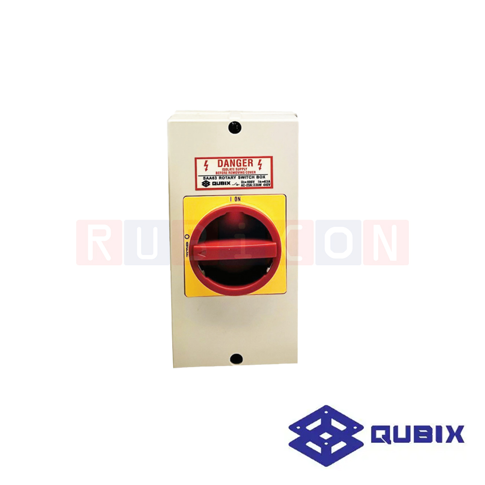 QUBIX SAA63-300011 โรตารี่ สวิตช์พร้อมกล่อง 3P 63A 11kW / 18.5kW (ROTARY SWITCHES SAA-SERIES WITH PADLOCK)