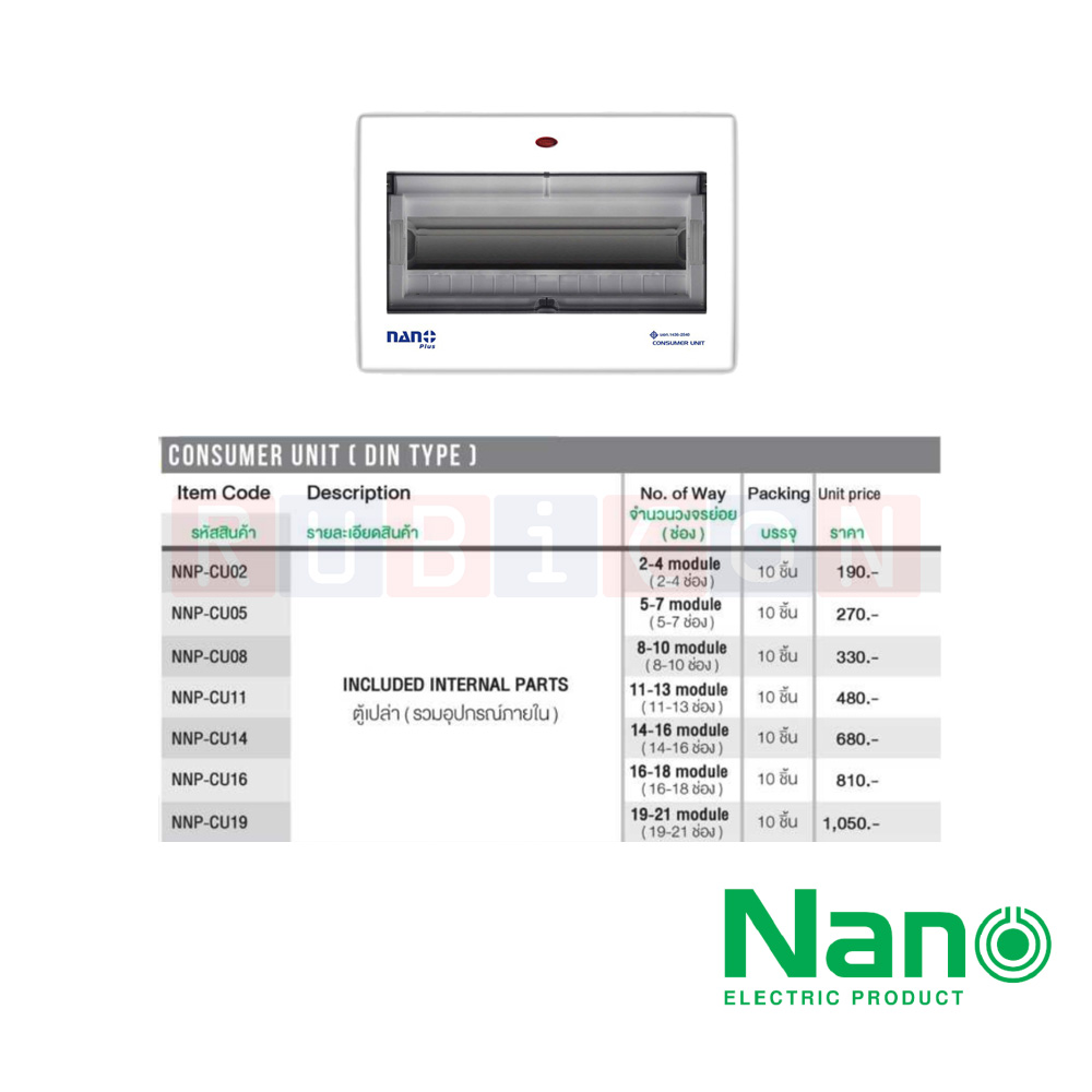 Nano Electric® NNP-CU11 ตู้คอนซูมเมอร์ยูนิต NANO PLUS ขนาด11-13 ช่อง(ตู้เปล่า)