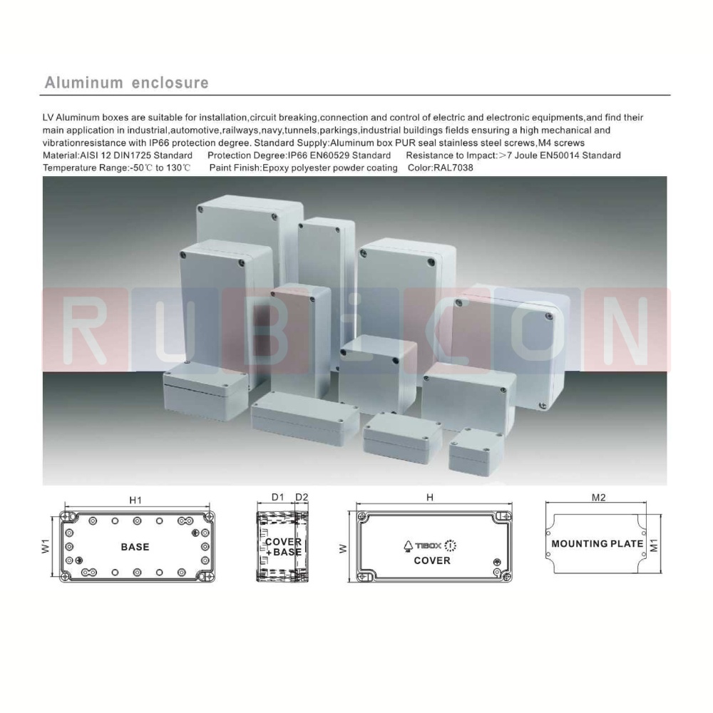 "TIBOX" LV3323-1 กล่องอลูมิเนียมพร้อม (Aluminum Enclosure IP66) Size : W230×H330×D120 mm.