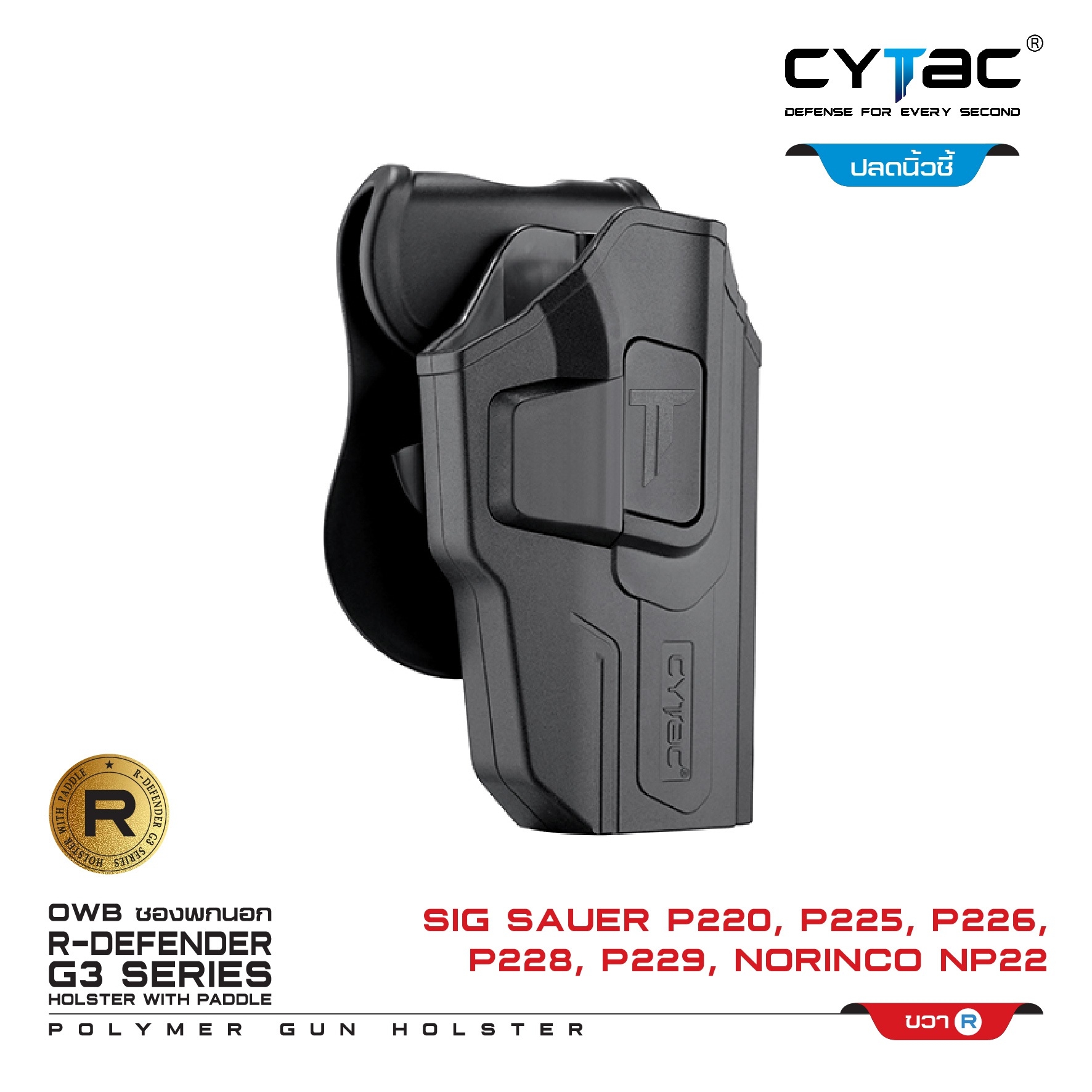 🇹🇭 662 ไทยแลนด์ แทคติคอล CYTAC ซองพกนอก ปลดล็อคนิ้วชี้ Sig Sauer P226, Nprinco NP22