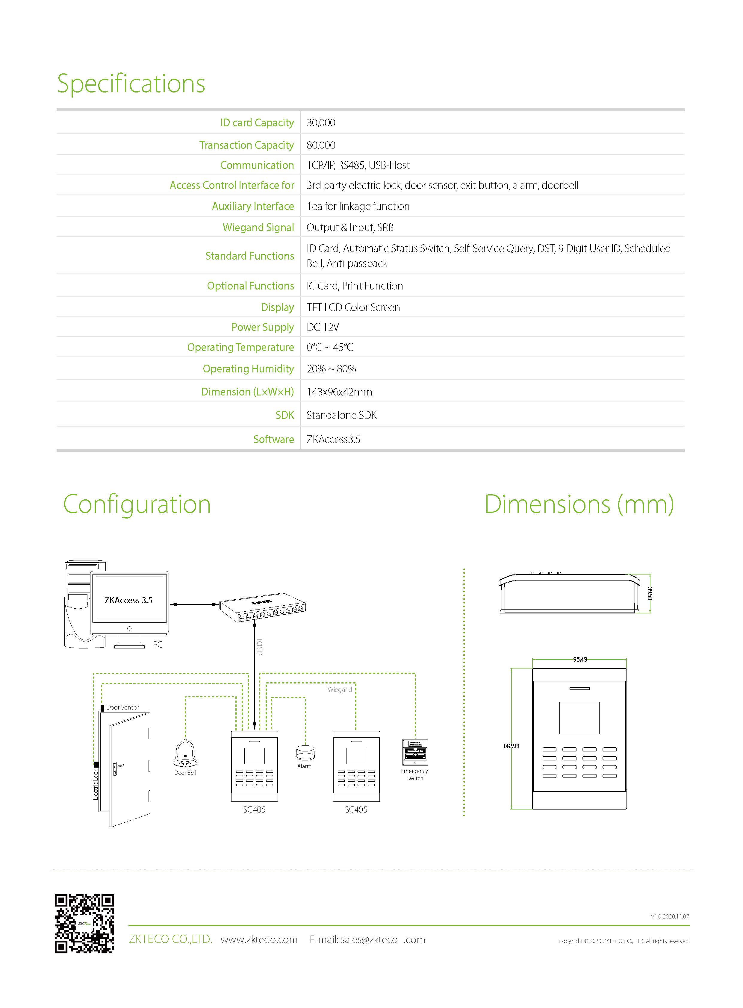 เครื่องทาบบัตร Zkteco SC405.