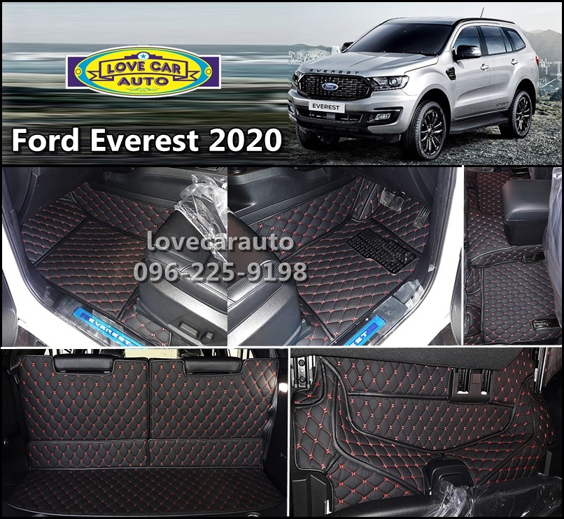 พรมรถยนต์ 6D สีดำด้ายแดง Ford Everest 2020