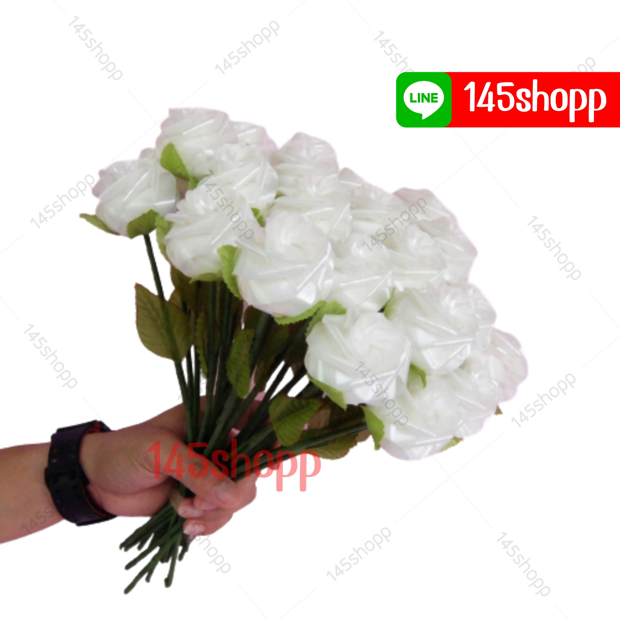 ดอกกุหลาบริบบิ้น สีขาว ปัจฉิม ของขวัญวันปัจฉิม ของปัจฉิม