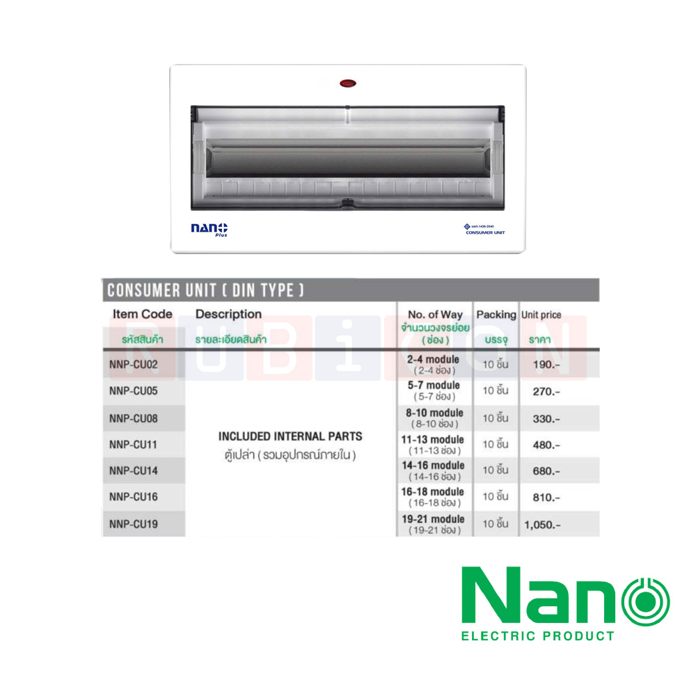 Nano Electric® NNP-CU16 ตู้คอนซูมเมอร์ยูนิต NANO PLUS ขนาด16-18 ช่อง(ตู้เปล่า)