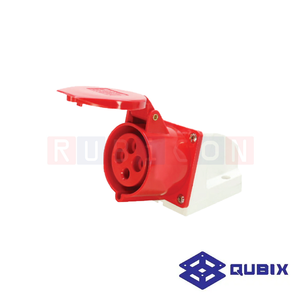 QUBIX AJ-124L ปลั๊กพาวเวอร์ตัวเมียติดลอย 4 ขา 3P+E 32A 380-415V 6H IP44