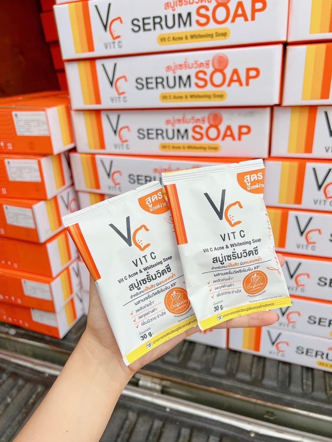 สบู่เซรั่มวิตซี น้องฉัตร VC Vit C Ance & Whitening Soap 30กรัม