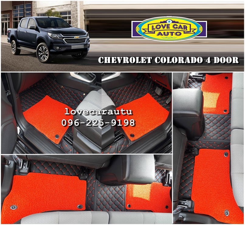 พรมรถยนต์ 7D สีดำด้ายแดง + ไวนิลสีแดง chevrolet colorado 4 door
