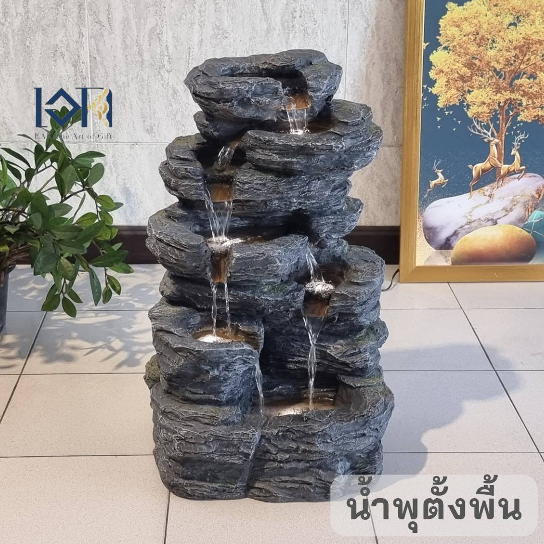 น้ำพุล้นตั้งพื้น รุ่นสวรรค์7ชั้นมงคล2597 น้ำตกแต่งบ้าน จัดสวนเสริมฮวงจุ้ย อ่างน้ำพุหน้าบ้าน