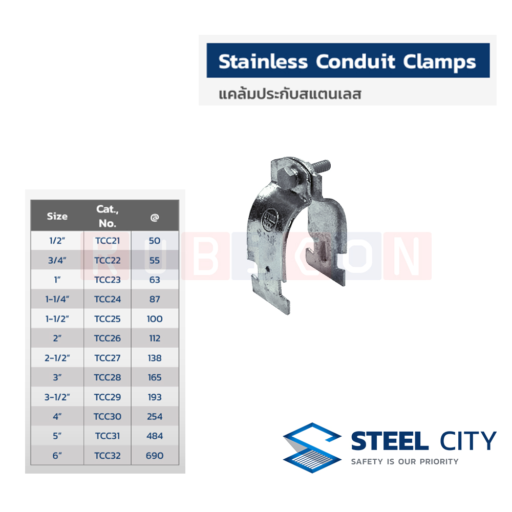 STEEL CITY แคล้มประกับสเตนเลส (STAINLESS CONDUIT CLAMPS)