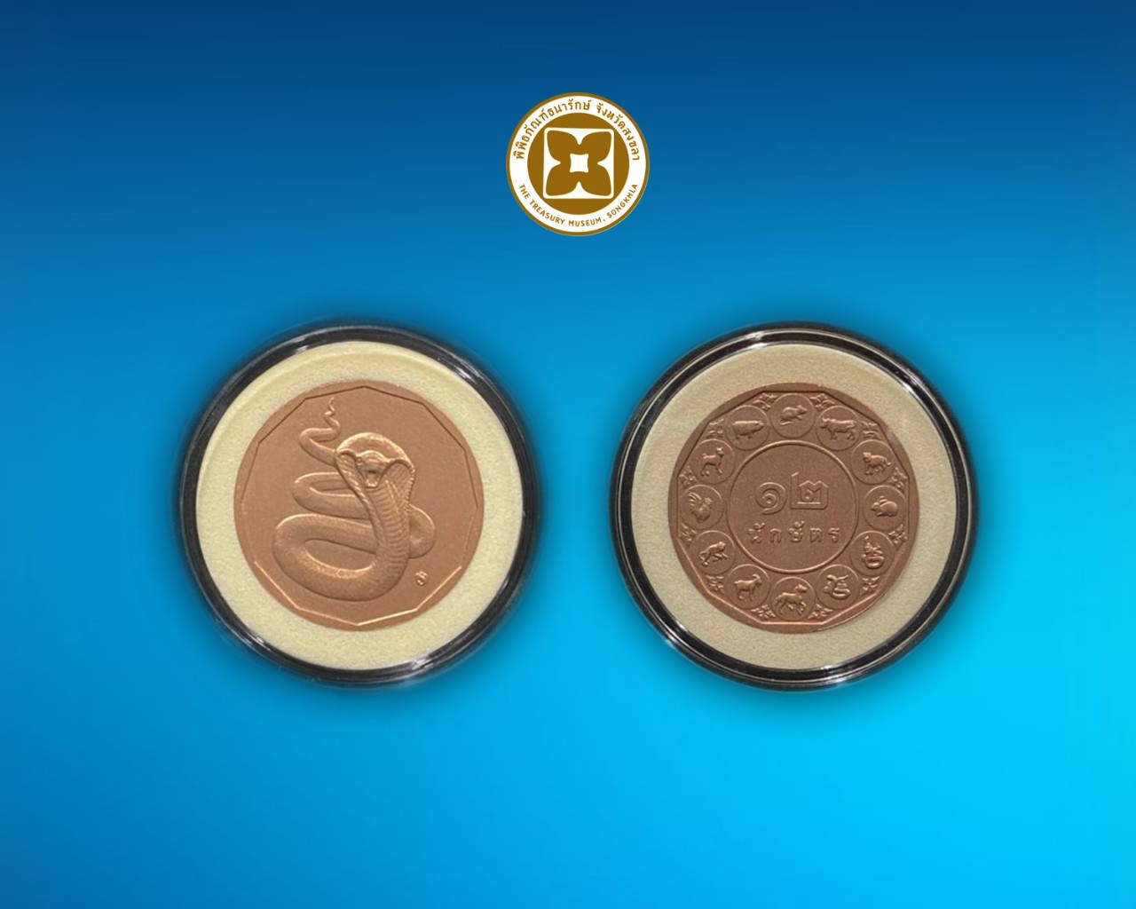 เหรียญที่ระลึกทองแดงปีนักษัตร (ปีมะเส็ง) บรรจุตลับ