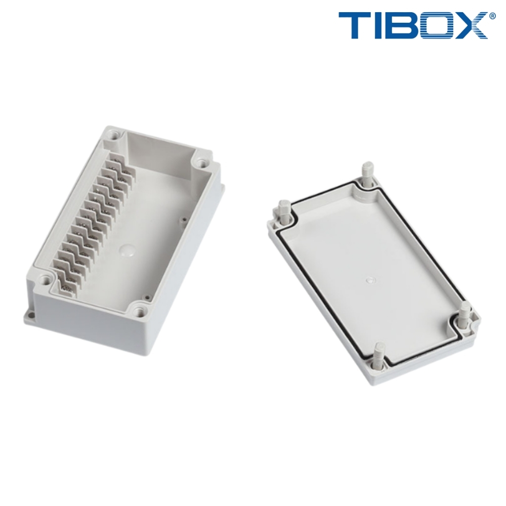 TIBOX TJ-15P กล่องพลาสติก พร้อมเทอร์มินอลบล็อก(Plastic Terminal Block Box IP66) 15Pole 10A Size : 180x100x55 mm.