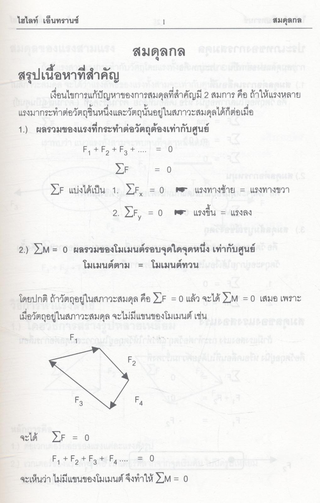 Hi-Light ENTRANCE เฉลยข้อสอบเข้ามหาวิทยาลัย วิชาฟิสิกส์ เฉพาะบท "สมดุลกล" ตั้งแต่ปี พ.ศ. 2523 ถึงปีล่าสุด