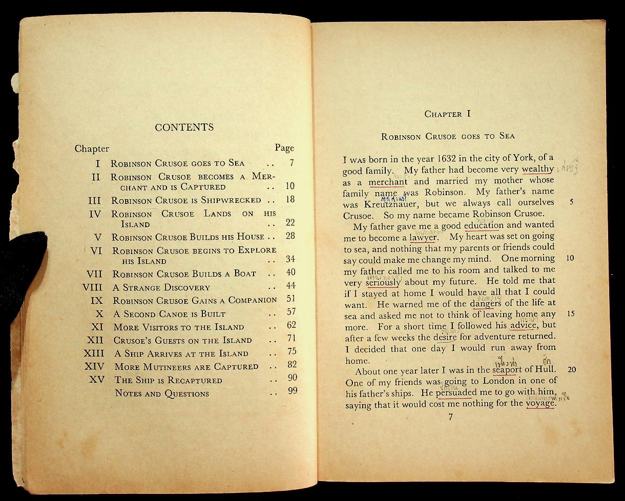 หนังสืออ่านนอกเวลา Robinson Crusoe