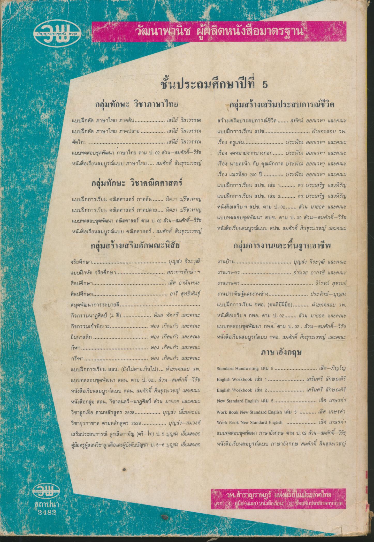 คู่มือครู-เฉลย หนังสือเรียนสมบูรณ์แบบ สลน. ชั้นประถมศึกษาปีที่ 5