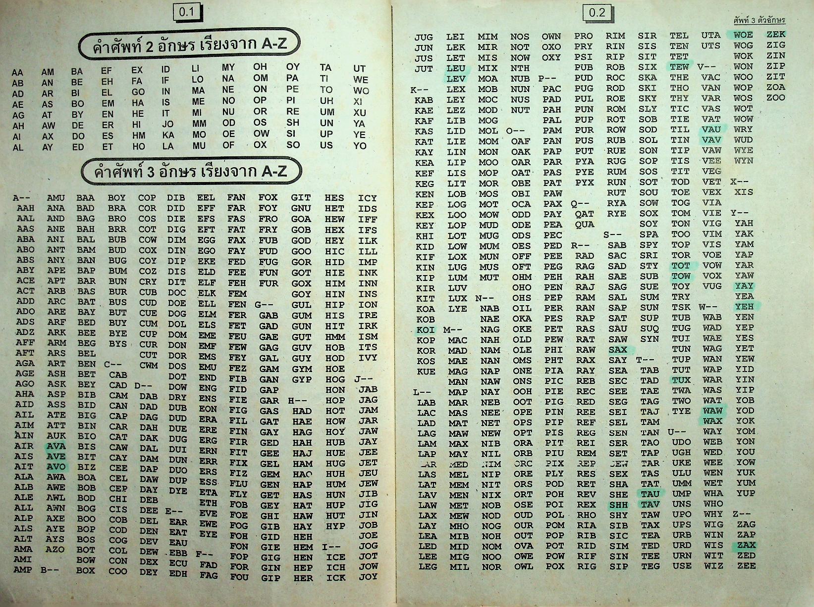 พจนานุกรมครอสเวิร์ดเกม(กีฬาต่อศัพท์ภาษาอังกฤษ) อังกฤษ - ไทย