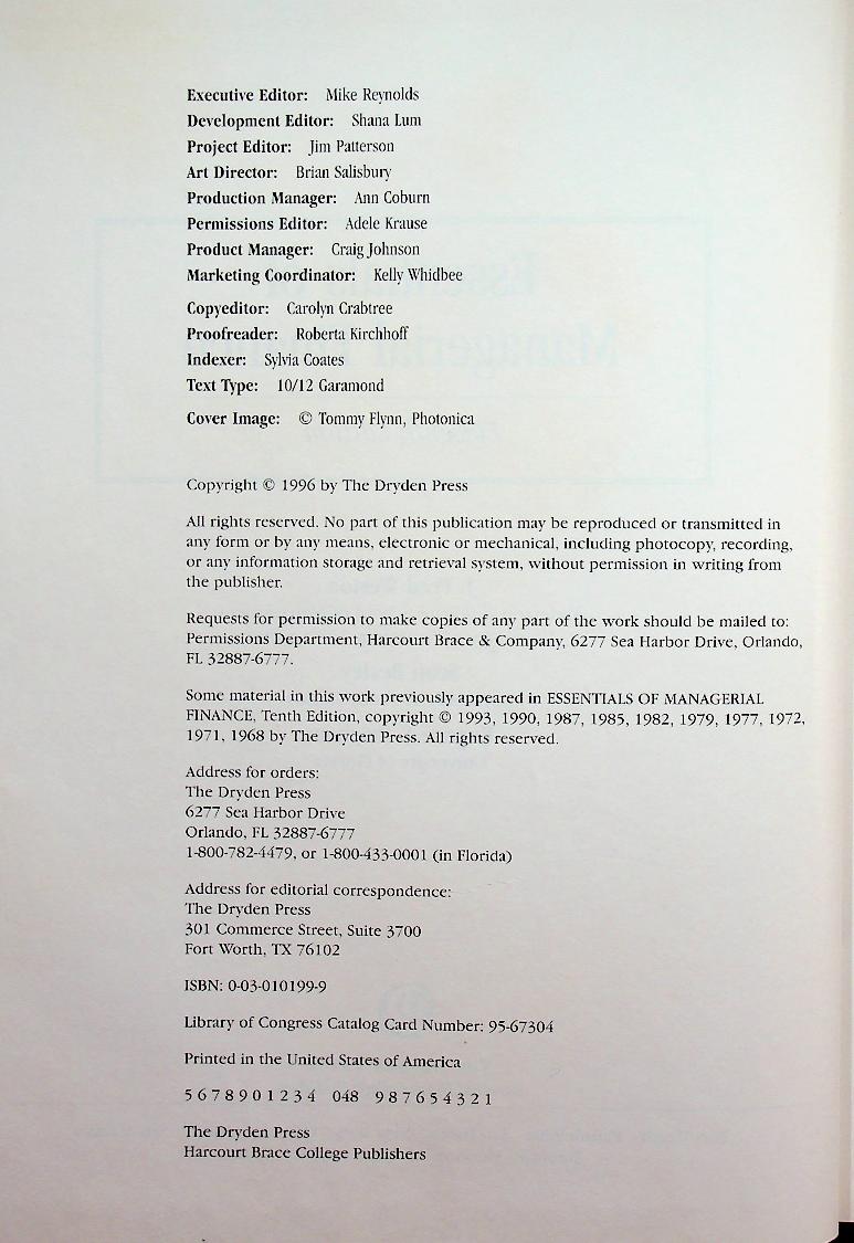 ESSENTIALS OF MANAGERIAL FINANCE