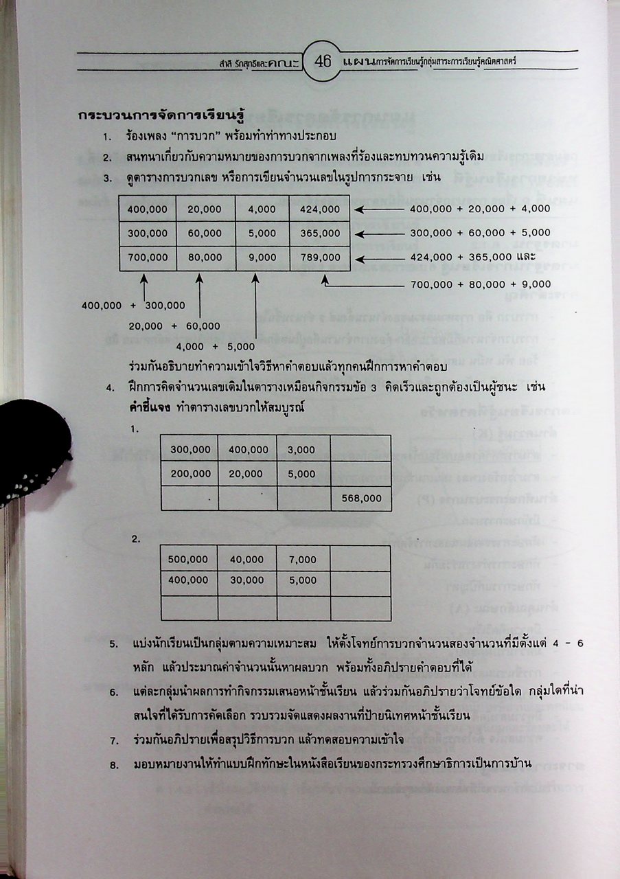 แผนการจัดการเรียนรู้หลักสูตรการศึกษาขั้นพื้นฐาน พุทธศักราช 2544 กลุ่มสาระการเรียนรู้คณิตศาสตร์ ป.4 ภาคเรียนที่ 1