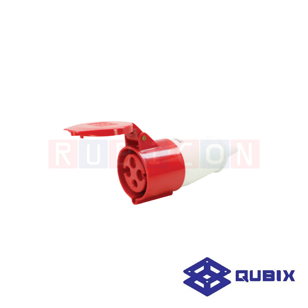 QUBIX AJ-224L ปลั๊กพาวเวอร์ตัวเมียกลางทาง 4 ขา 3P+E 32A 380-415V 6H IP44