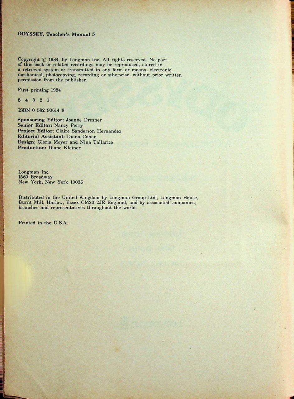 หนังสือคู่มือครูภาษาอังกฤษ รายวิชา อ 513 - อ 514 วิชาหลัก 3-4 ODYSSEY ชั้นมัธยมศึกษาปีที่ 5