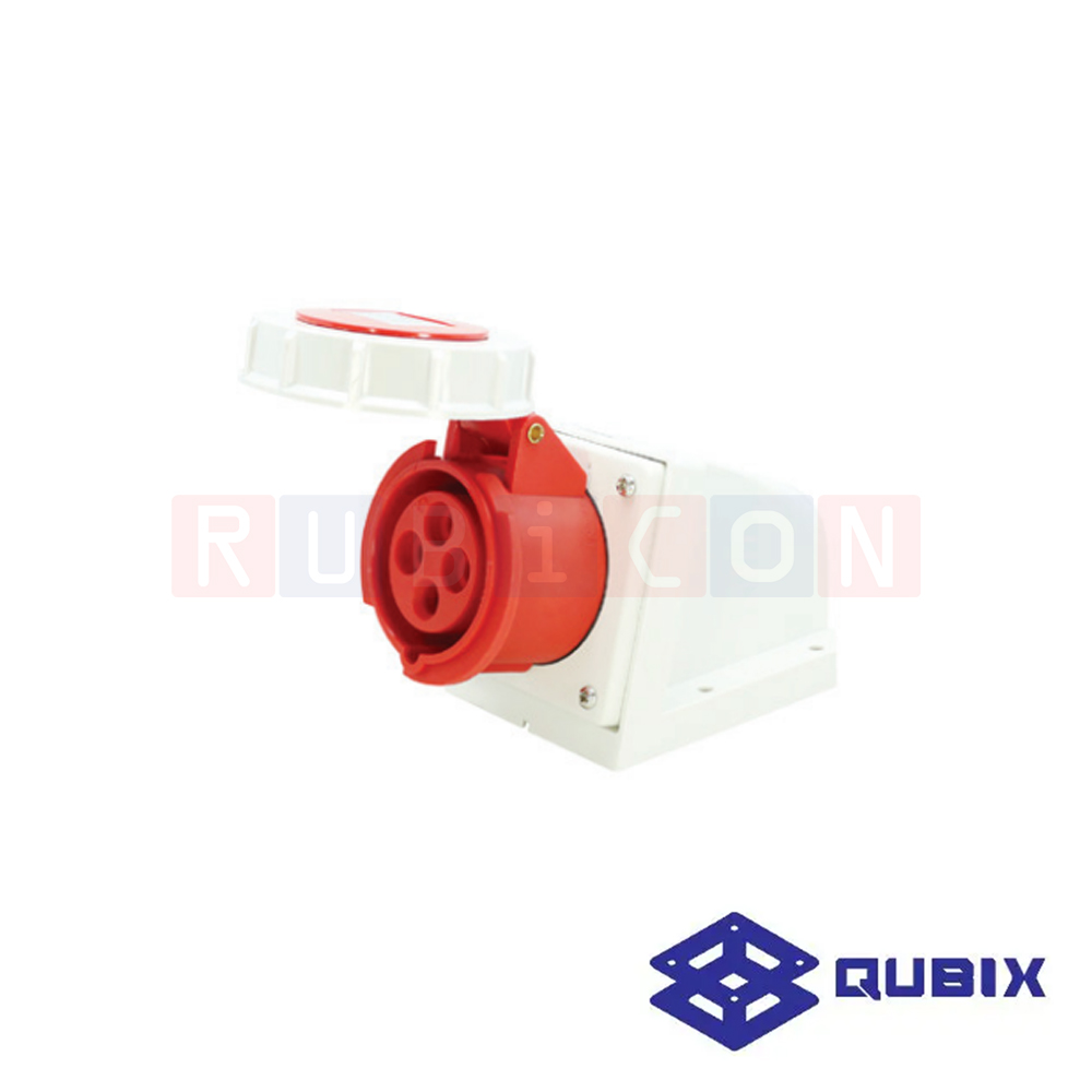 QUBIX AJ-1242 ปลั๊กพาวเวอร์ตัวเมียติดลอยกันน้ำ 4 ขา 3P+E 32A 380-415V 6H IP67