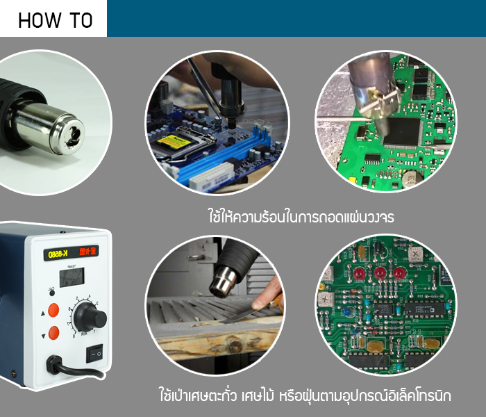 เครื่องเป่าลมร้อน SumSour 858D Hot Air Soldering Station 220V 700W