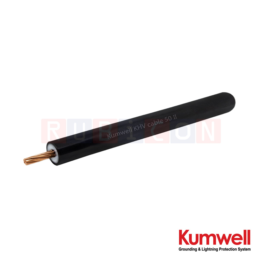 KUMWELL KHV 50 II สายไฟหุ้มฉนวนแรงดันสูง (KJV) (High Voltage Insulating Down Conductor Cable (KHV) Copper core 50 mm², Equivalent seperation distance (for air) ≤ 0.50 m