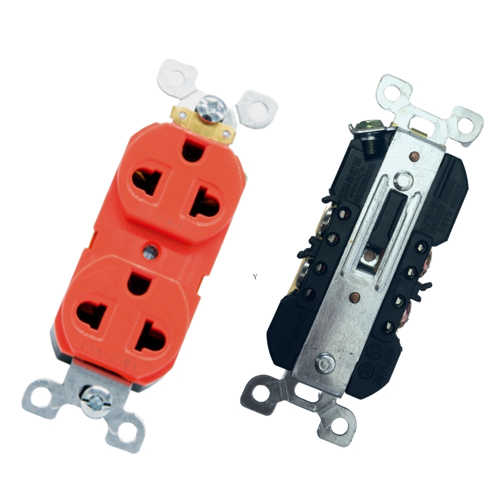 "DAKO PLUG" N-270TR ปลั๊กตัวเมียช่องคู่เเบบฝัง สีแดง
