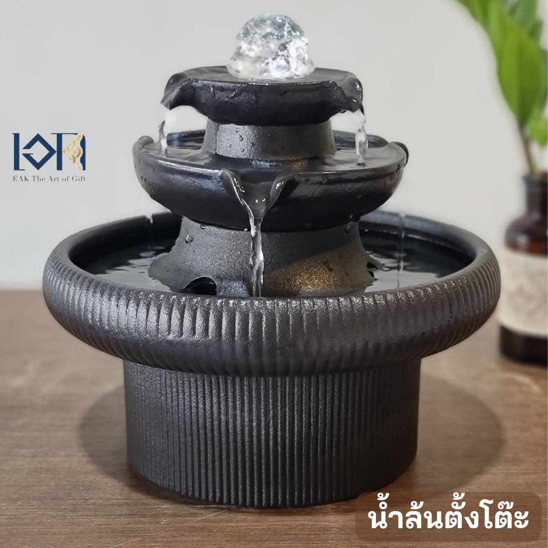 น้ำพุล้นฮวงจุ้pตั้งโต๊ะ รุ่นทรงกลมน้ำล้นเซรามิกสีดำXLแต่งบ้าน เพิ่มความสิริมงคล เรียกทรัพย์โชคลาภ ให้เป็นของขวัญของฝาก