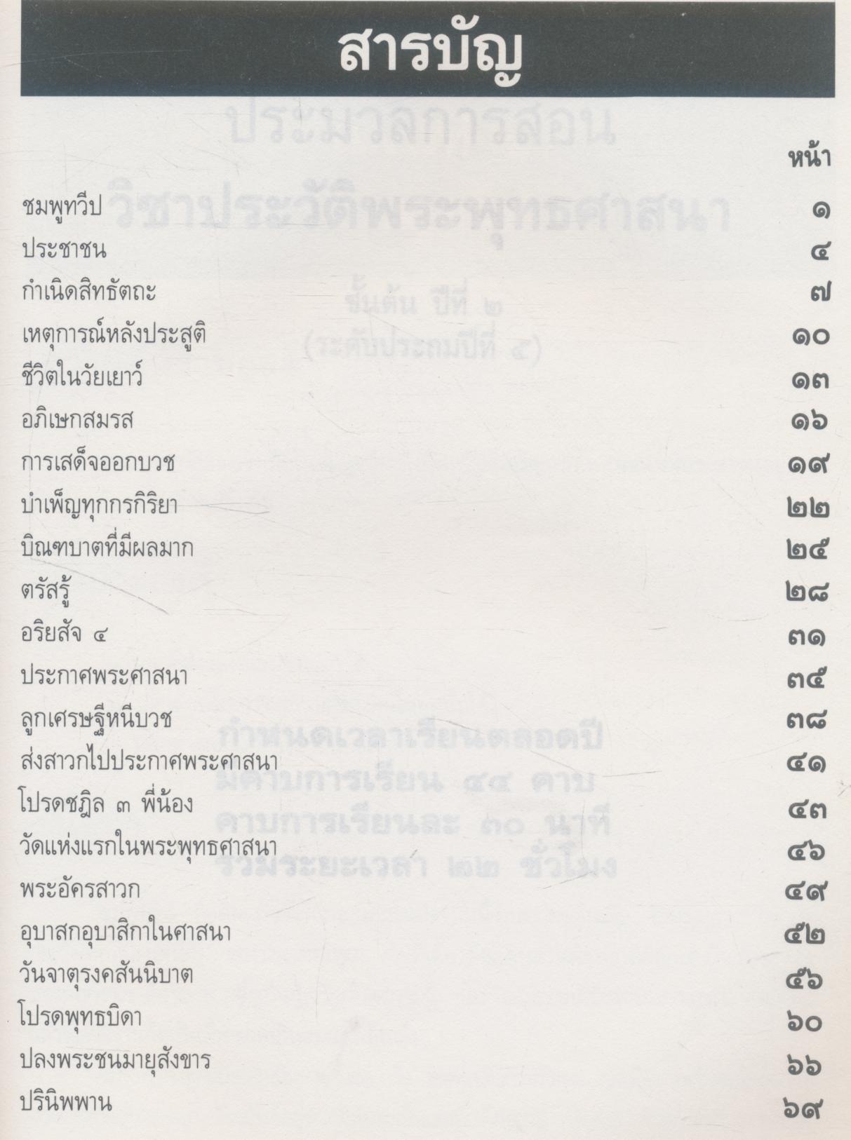 ประมวลการสอน วิชาประวัติพระพุทธศาสนา ชั้นต้น ปีที่ ๒ (ป.๕)