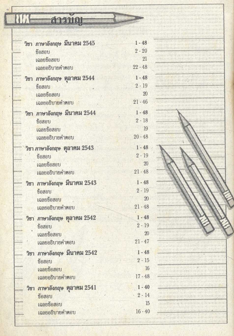 เฉลยเจาะประเด็น Entrance ภาษาอังกฤษ ปี 2541 - 2545