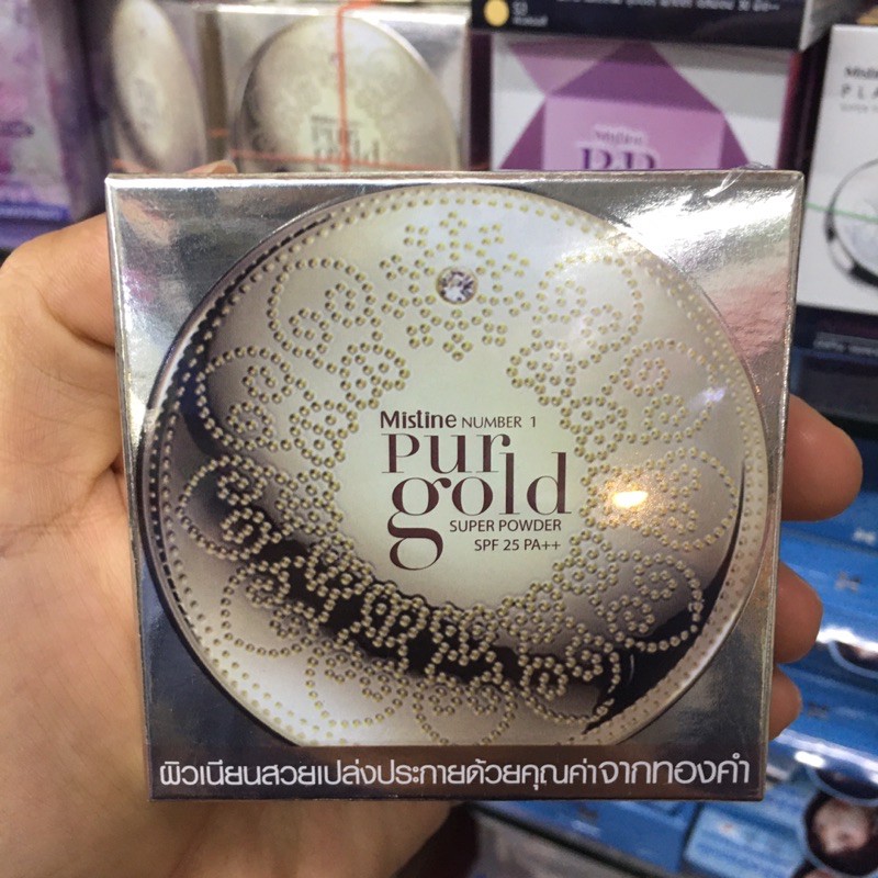 แป้งพัฟ มิสทีนนัมเบอร์วันเพอร์โกลด์ Mistine number one pur gold SPF25 PA++ 10กรัม
