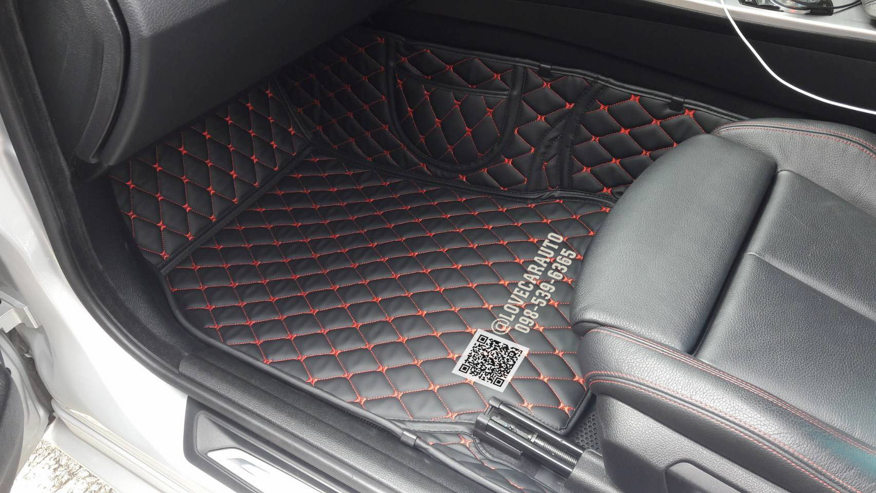 พรมปูพื้นรถยนต์ 6D Bmw 320d F34 ดำด้ายแดง เต็มคัน