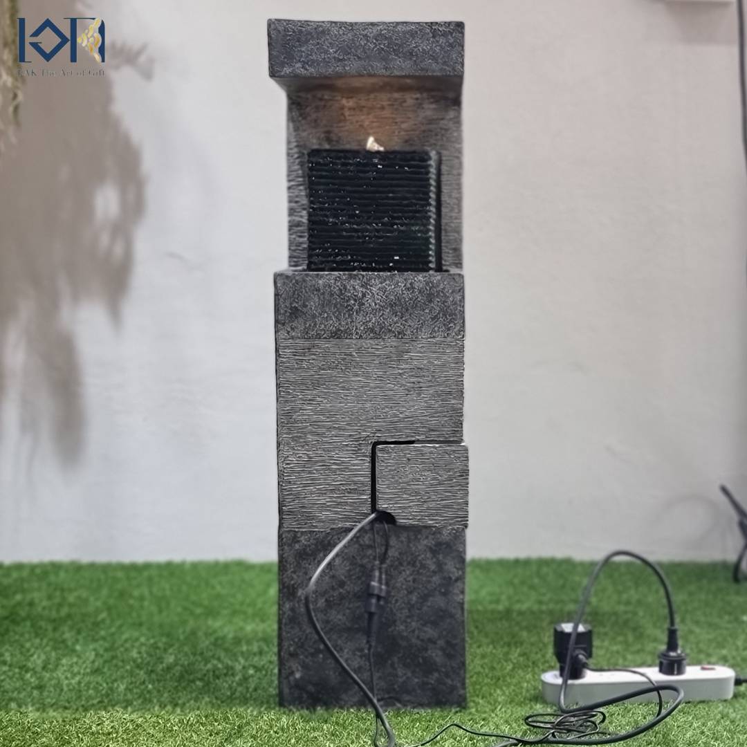 น้ำพุน้ำล้นหน้าบ้าน รุ่นMZ14467GA ออกแบบเป็นเลขห้ามงคล5พลังด้านบวก น้ำพุเสริมฮวงจุ้ยแต่งบ้าน น้ำพุล้นแต่งสวนสวยๆ