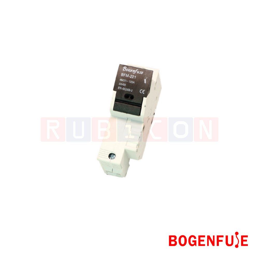 BOGENFUSE BFM-221 1P 125A ตลับใส่ฟิวส์รุ่นมีแล้มป์ ขนาด 22x58 มม 690V gL10 (CYLINDER FUSE HOLDER)