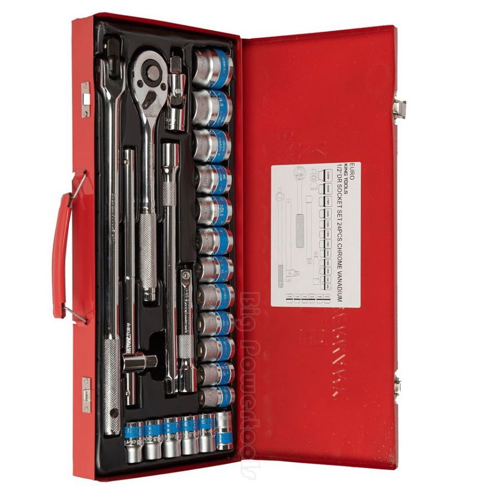 รหัสสินค้า 123 ชุดเครื่องมือ ประแจ ชุดบล็อก 24 ชิ้น ขนาด 1/2 (4หุน) EURO KING TOOLS