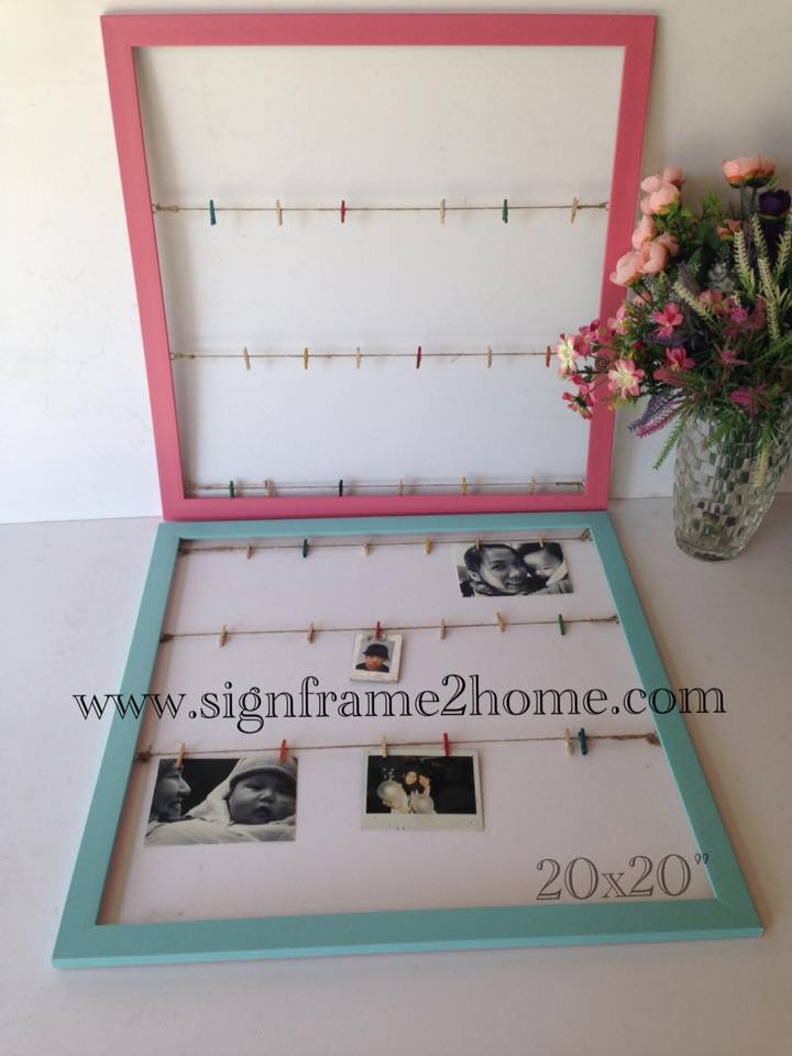 กรอบรูปหนีบโพราลอย ขนาด50x50ซม สีชมพู