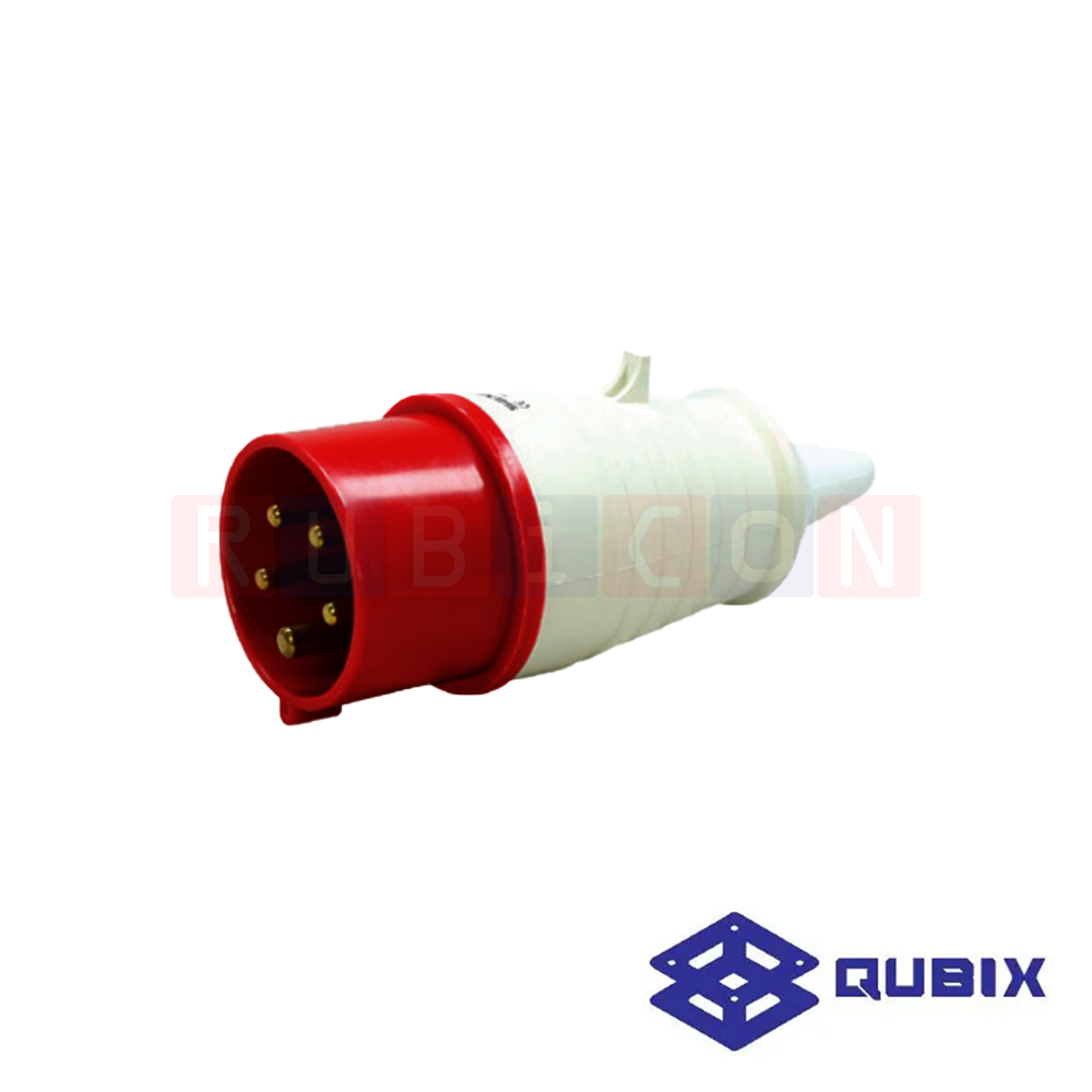 QUBIX AJ-015L ปลั๊กพาวเวอร์ตัวผูู้กลางทาง 5 ขา 3P+N+E 16A 220-415V 6H IP44